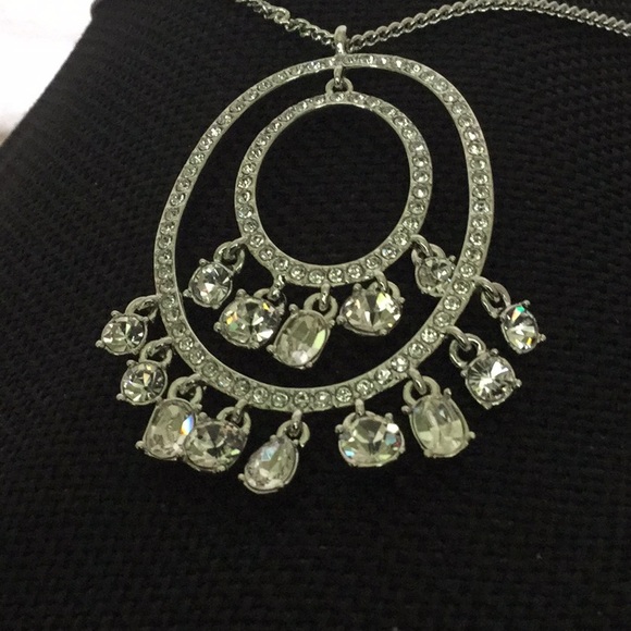 Givenchy 16”Necklace W/3”Ext Double CrystalRngPend - Picture 4 of 5